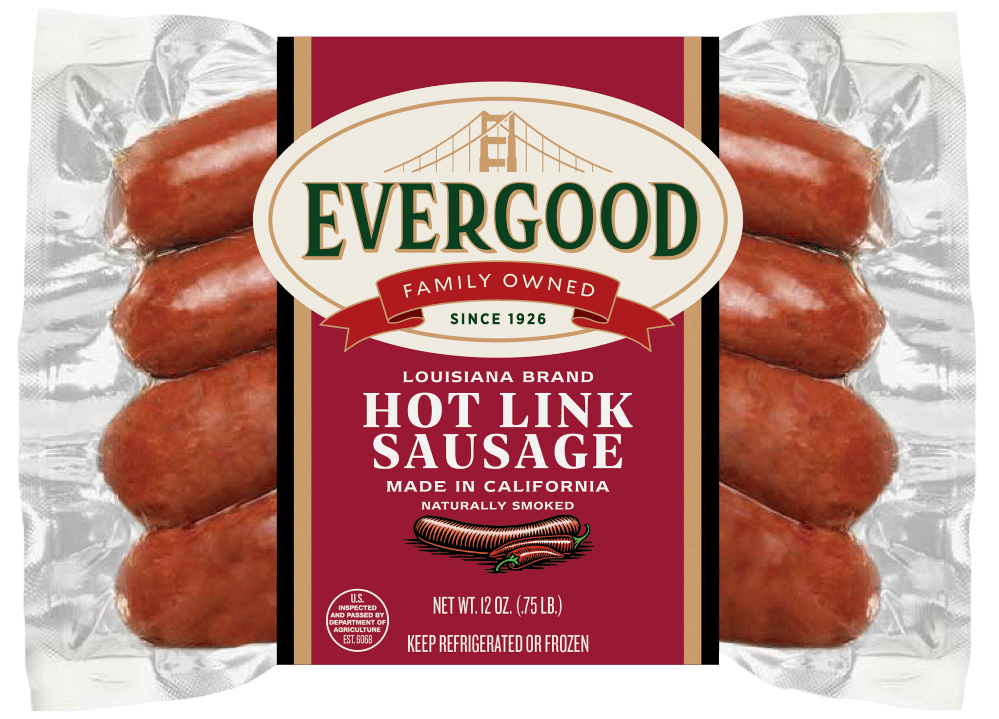 Evergood Hot Link Sausage, 4 Count, 12 oz